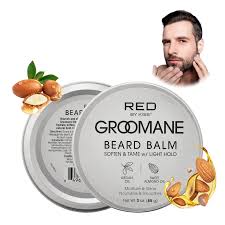 Red by Kiss Groomane Beard Balm Argan & Almond Oil Light Hold 3 Oz - ANNS BEAUTY SUPPLY